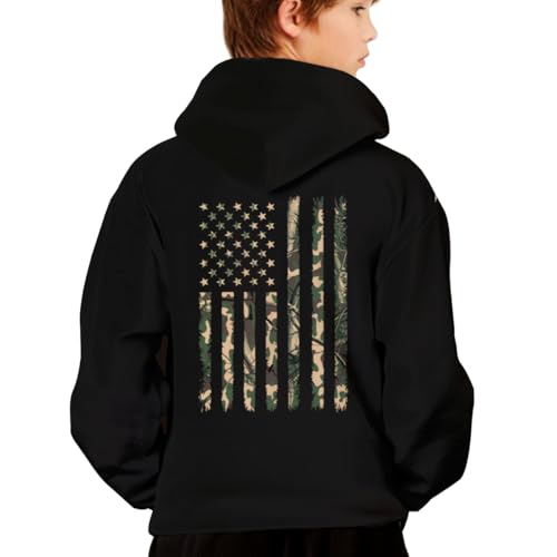 Cool Camo American Flag USA Camouflage The Patriotic Hoodies for Teen Girls Boys Kangaroo Pocket Sweatshirt2