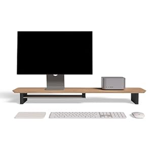 Large Wood Desk Shelf / Dual Monitor Stand / Computer Monitor Riser Desk Stand / Wooden monitor stand for desk 2 monitors (WhiteOak)