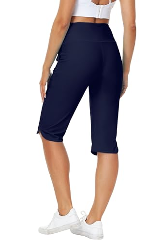 Image of AOBUTE Womens Swim Capris Pant Sun Protection High Waisted Swimming Leggings with Pockets (No Lining)