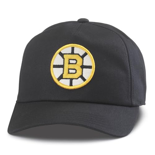 AMERICAN NEEDLE Unisex Boston Bruins Officially Licensed NHL Roscoe Adjustable Snapback Baseball Hat (EM009A-BBR-BLK)