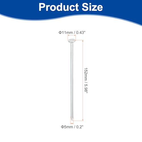 uxcell 50 Piezas Clavos Pequeños de Hardware, 60D x 6" Clavo de Acero al Carbono Cabeza Redonda para Carpintería y Proyectos DIY, Plateado miniatura 2