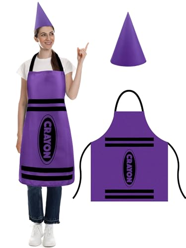 Disfarce de rayon com chapéu em ponta, avental de lápis colorido, gorro cônico de anões divertidos, disfarce de rayon para adultos, acessórios disfarces para festas temáticas, carnaval (roxo)