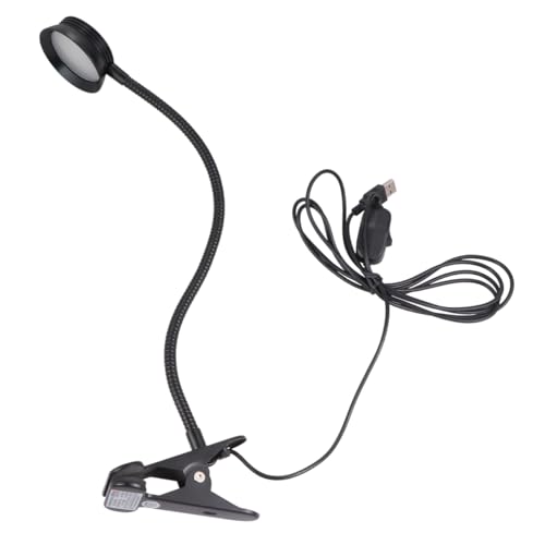 Housoutil USB Powered Flexible Clip Reading Lamp Eye-Care Led Book Light Brightness Levels for Bedside Travel Hobbies Portable Gooseneck Design Sturdy Clip Black
