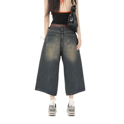 Jeans vintage streetwear femme jambe large bleu rétro taille S