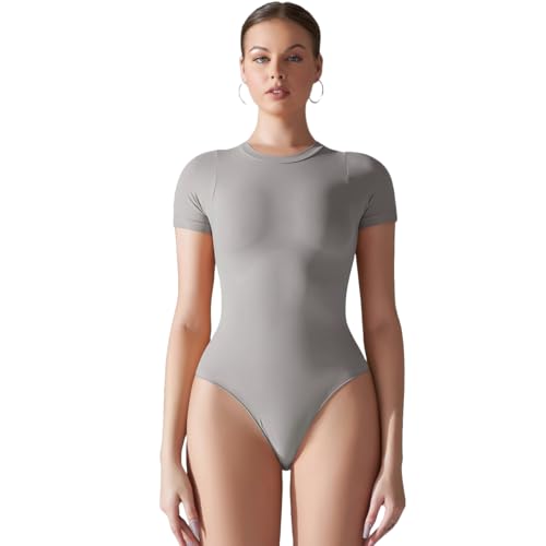 Body à manches courtes col rond pour femme extensible BaronHong