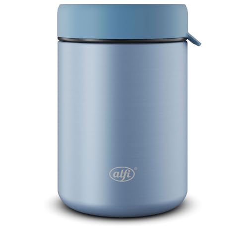 alfi ISO FOOD MUG 350 ml, azul mate, recipiente térmico de acero inoxidable para alimentos, recipiente aislante para sopas, ensaladas, cereales para llevar, mantiene el calor durante 5 horas, frío