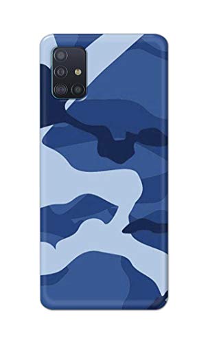 Image of Printed Hard Back Cover Case for Samsung Galaxy A51 | Samsung Galaxy A51 5G Back Cover (Army Blue Pattern) -702