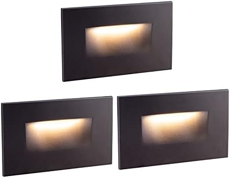 GUARANTLED Outdoor Step Lights 3 Pack, Stair Lights Indoor, Waterproof LED Deck Lights Hardwired Dimmable, 120V 3000K Warm White, Brown Finish Aluminum Outdoor Décor Lighting, ETL Wet Rated