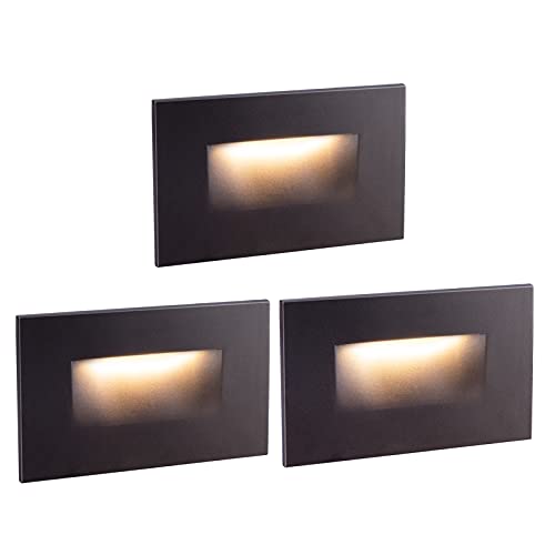 Guarantled Outdoor Step Lights 3 Pack, Stair Lights Indoor, Waterproof Led Deck Lights Hardwired Dimmable, 120V 3000K Warm White, Brown Finish Aluminum Outdoor Décor Lighting, Etl Wet Rated #TOP13