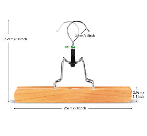 Wooden Pant Hangers, Lemonfilter 12 Pack Pant Hangers Wood With Non Slip Padded Velvet, Non Slip Pants Pangers With 360° Swivel Hook, Natural Wooden Dress Pants Hangers For Men, Skirts, Trousers, Wigs #TOP1