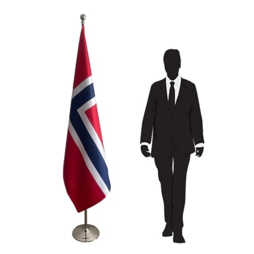 Drapeau norvégien de qualité supérieure sur pied élégant