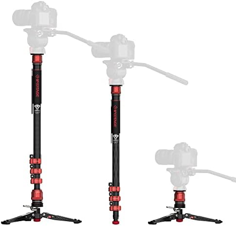 IFOOTAGE Cobra 3 Carbon Fiber Monopod with Pedal, 71" Professional Monopod for Cameras, Portable Travel Monopod with Feet, Max Load 17.64 lbs, Compatible with Sony Canon Nikon DSLR Camera, C180F-P