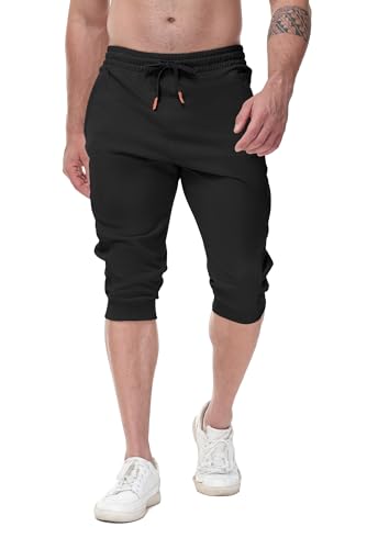 FIRSTGYM Mens Casual Jogger Pants 3/4 Joggers Tapered Fit Workout Gym Training Sweatpants2