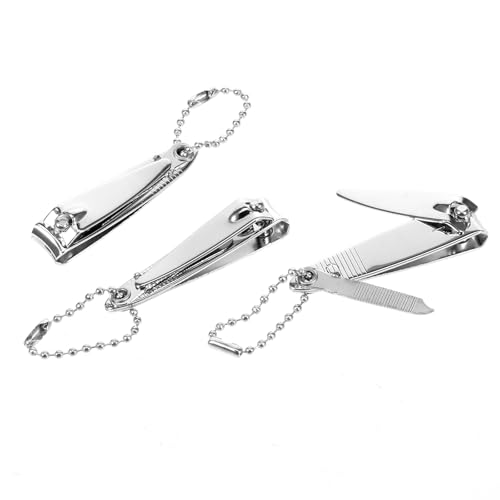 Juego de 3 cortaúñas de 5,1 cm, mini cortaúñas de viaje con lima y llavero,...