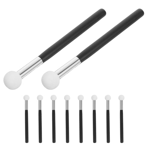 HOMSFOU 10 Brochas de Esponja para Corrector Mango Negro, Aplicadores Pequeños de Maquillaje en Forma de Hongo, Set de 10 Piezas para Base y Polvos, Herramienta Profesional para Rostro