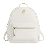Mochila Feminina Luxo Monogramada Estilo Grife Internacional Alças Confortáveis Ajustáveis Zíper Dourado Espaço Interno Grande Bolsa Casual, Trabalho e Passeio (Off-White)
