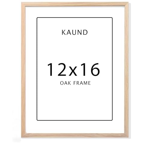 KAUND Picture Frame Natural Wood: Light Solid Oak for Sturdy Wooden Frames 12x16 Cover