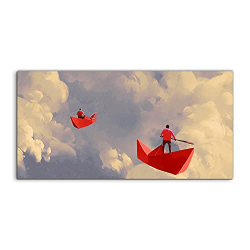 Tableau en verre origami boat de 140x70cm pour décorer votre salon