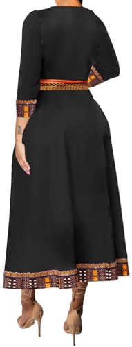 Image of VisiChenup African Print Dress for Women Casual Midi Dress