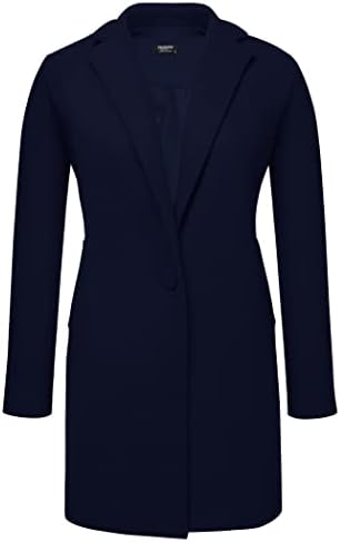 معطف Zeagoo نسائي من مزيج من الصوف مع طية صدر واحدة لباس خارجي متوسط طويل بازلاء معطف جاكيت