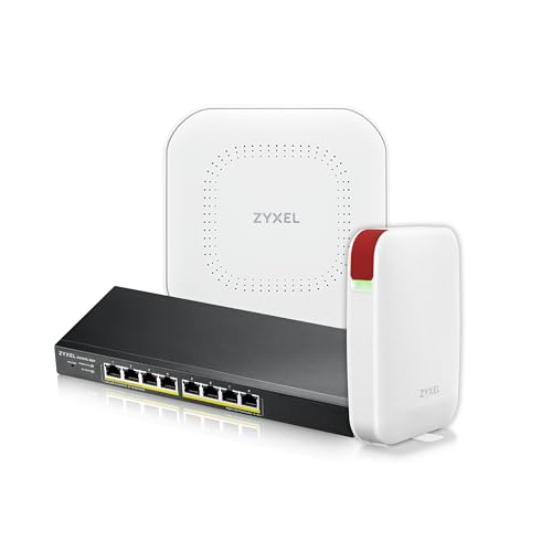 Image of Zyxel Nebula Starter Kit, WiFi 6 AX3000 Access Point, 8-Port PoE Smart Switch, Security Firewall Router, Complete Cloud-Managed Network Bundle for Small Business