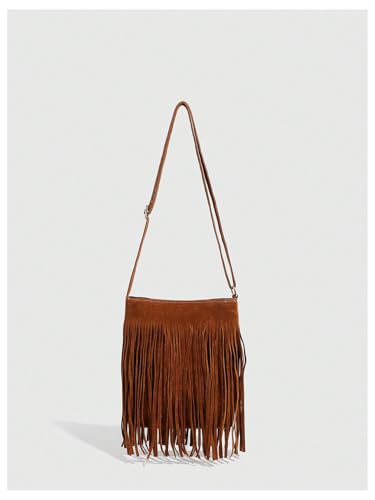 Floerns Women's Fringe Faux Suede Crossbody Bag Tassel Bucket Bag Western Shoulder Bags2