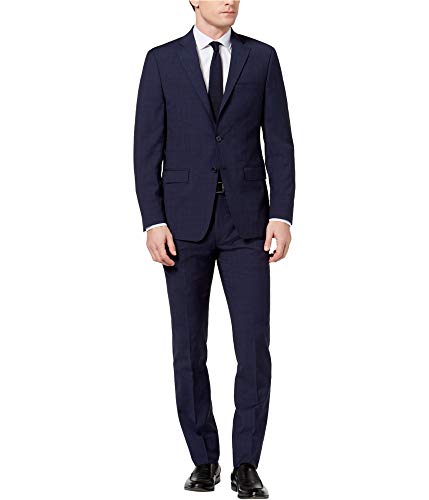 Calvin Klein Mens Plaid Formal Tuxedo, Blue, 46 Regular / 39W X Unfinishedl #TOP27