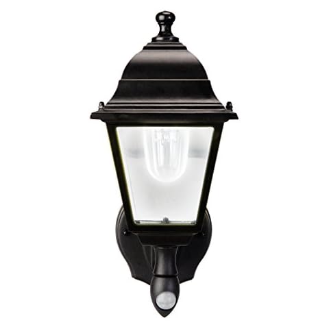 Maxsa 44219-RS Premium Wireless Battery-Powered Motion-Activated Decorative Outdoor Wall Sconce Lighting Fixture, Cool White LED, Metal Housing, Black Cover