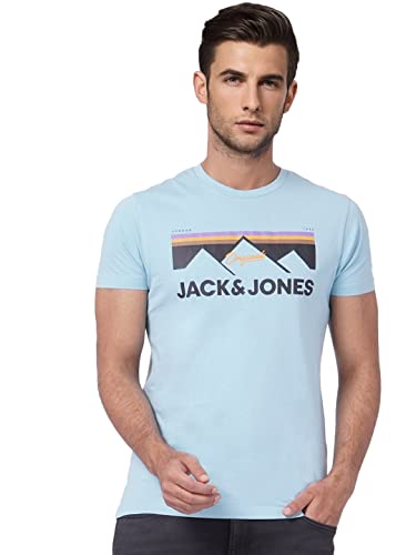 Image of JACK & JONES Men's Printed Slim Fit Crew Neck T-Shirt