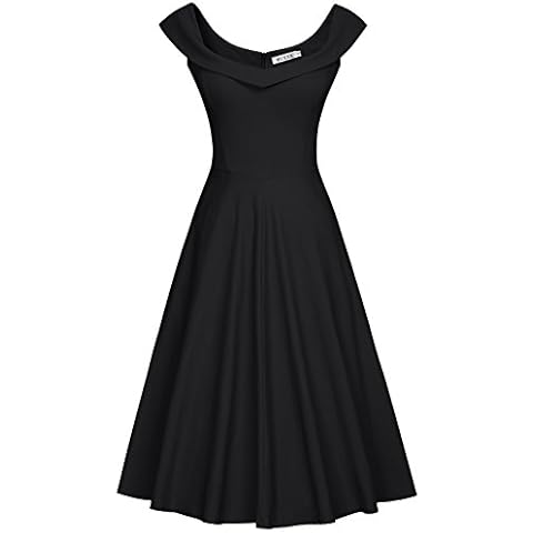 MUXXN Damen 1950er U-Ausschnitt Schulterfreies Cocktailkleid Cover