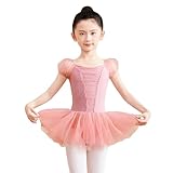 Hotfiary Girls Skirted Leotards Ballet Dance Dress Short Sleeve Fluffy Tutu Ballerina Outfit for Toddler/Little Kid/Big Kids