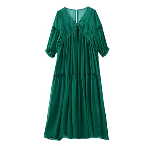 Robe mi-longue en soie de mûrier femme EN8 contre la chaleur