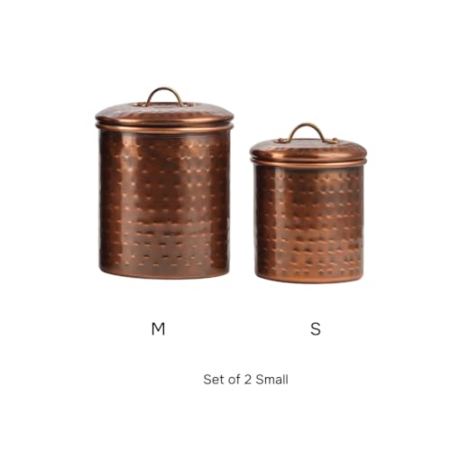 Image of Antique Copper Plated Kitchen Storage Canister Set - Medium & Small (1.4L & 1L) Kitchen Container Set, Airtight Jars, Storage Boxes, Canisters Set for Kitchens (Set of 2)