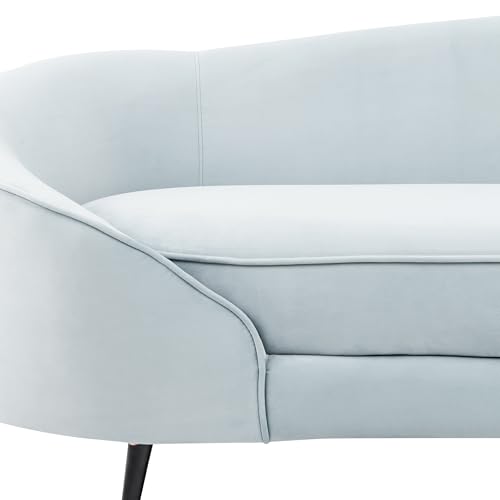 Beliani 3er Sofa Samt blau gebogen oval mit schwarzen Metallbeinen Retro Glamourös Savar – Bild 8