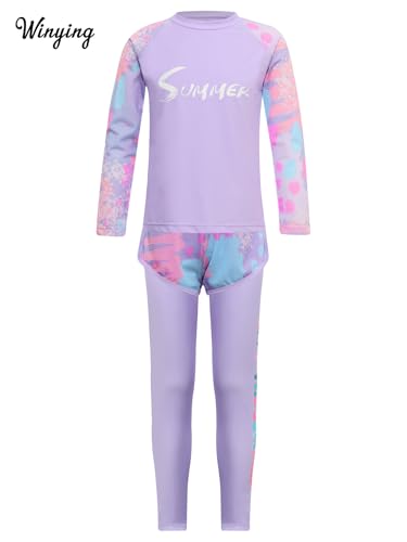 3Pcs Girls UPF 50+ Swimsuit Swimwear Anti-UV Rash Guard Set Rash Shirts and Swim Shorts Pants Set2