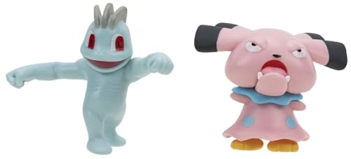 Pokémon Pack de 2 Figurines de Combat Contient des Figurines prêtes au Combat de 5 cm Machoc et Snubbull