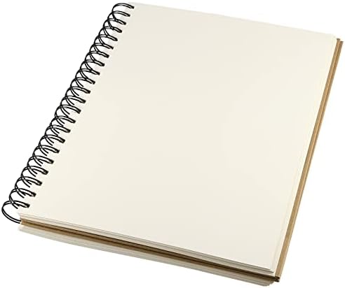 PINGEUI 4 PCS A4 Spiral Sketchbook, 160gsm Blank Kraft Spiral Bound Notebook, Hardback Sketch Pad for Sketching Writing Scrapbooking Portrait Drawing, 120 Pages(60 Sheets)