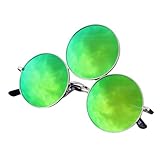 NULOGX Third Eye Sunglasses Polarized UV400 Protection Unisex Prince Style Illuminati for Raves, Festivals, Concerts, Cosplay (Lime)