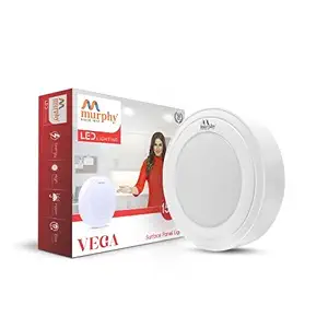 Murphy 10Watts Vega Round Surface LED Panel Light, Cool White, Pack of 1,Plastic - No False Ceiling Required