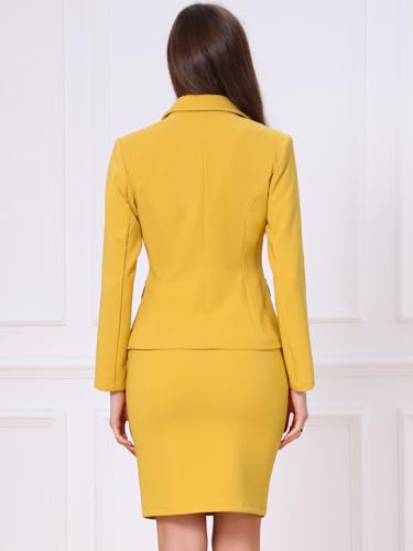Image of Allegra K Women 2 Piece Skirt Set Suit Business Blazer and Pencil Skirt Office Work Interview Church Outfits