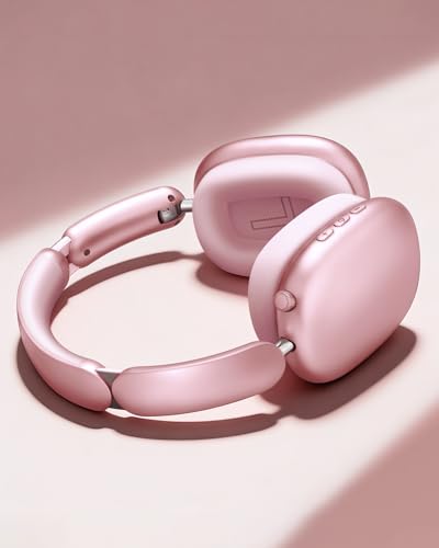 Image of Wentronic Y02 Active Noise Cancelling Headphones, Wireless Over-Ear Bluetooth 5.4 Headphones with Microphone, 60H Playtime, Hi-Res Audio, Big Bass, Foldable Lightweight for Travel Home Office, Pink