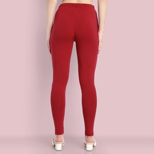 Image of ONE SKY Women Full Length Leggings | Cotton Modal Spandex Blend | High Waist Stretchable & Bio-Washed Fabric | Colour-Lock Technology | Comfortable Leggings for Women
