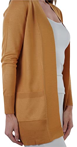 Image of ToBeInStyle Women's Long Sleeve Rib Banded Open Sweater Cardigan
