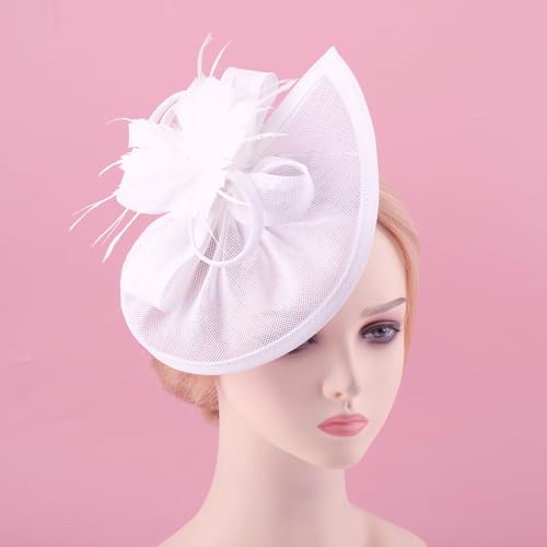 Image of DRESHOW Fascinators Hat Feather Headband Women's Fascinators Tea Party Headwear with Clip Flower Head Band for Girls & Women