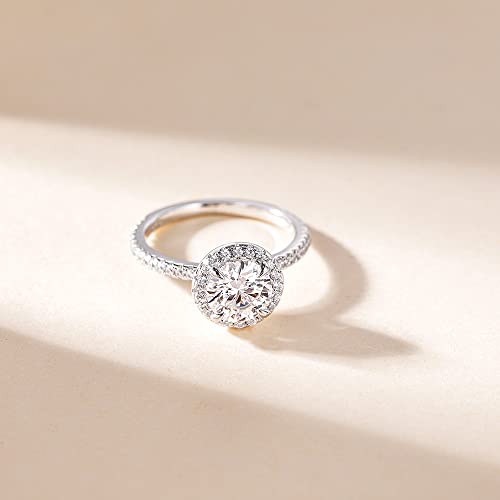 Pomoda 1.5 Ct Moissanite Engagement Rings For Women 925 Sterling Silver Rings Round Cut Halo Promise Wedding Rings Stunning Wedding Bands For Women Size 6 #TOP1