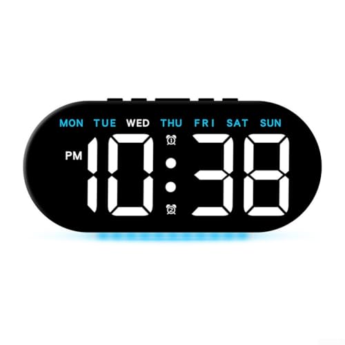 Sofisticado reloj despertador digital alimentado por USB que muestra la hora actual y la semana mientras permite a los usuarios ajustar el nivel de brillo fácilmente (B)