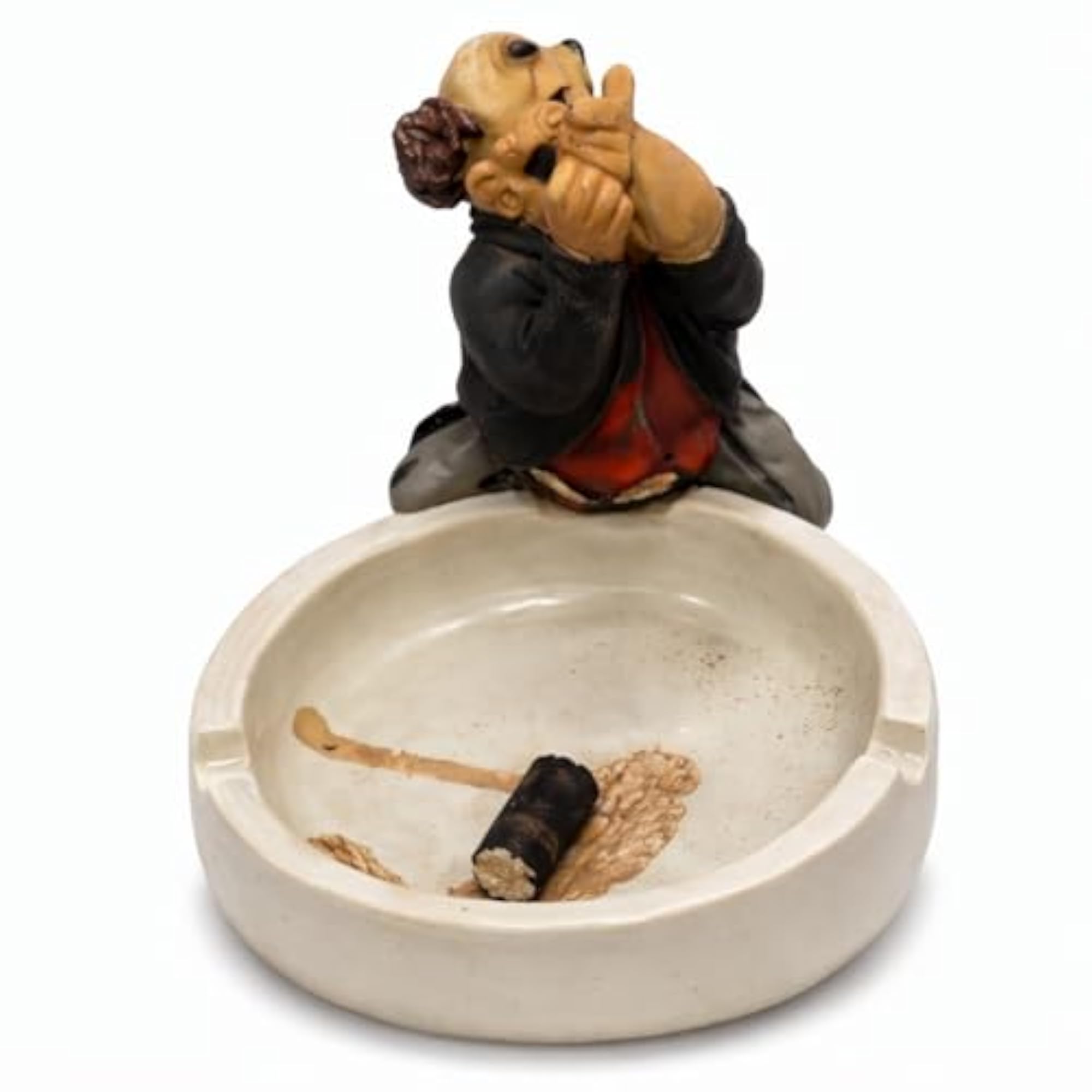 Novelty Ashtray with Sitting Figure Figurine