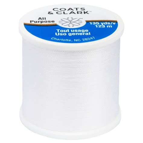 Coats & Clark 2 Pack - 1 Black And 1 White Dual Duty All Purpose Thread - 135 Yards Each Spool - Bundled With 30 Assorted Hand Needles And Needle Threader #TOP2