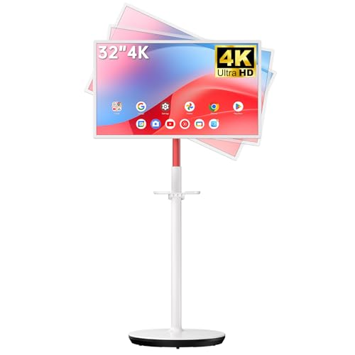 Image of KTC 32 Inch MegPad 4K Touchscreen Smart Portable TV Monitor with Android 13 Google EDLA-Certified, 9500mAh Built-in Battery Mobile Screen on Wheels, Wireless Remote Control, 8+128GB Octa-coreCPU