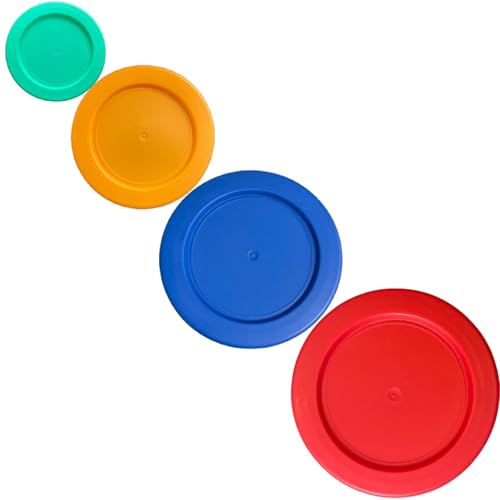 1, 2, 4 & 7 Cup Green, Orange, Blue, Red Replacement Lids/Covers for Pyrex, Anchor Hocking & KlareWare Storage Bowls *Lids Only Glass Container Not Included* (4 Pack *One of Each Size*)